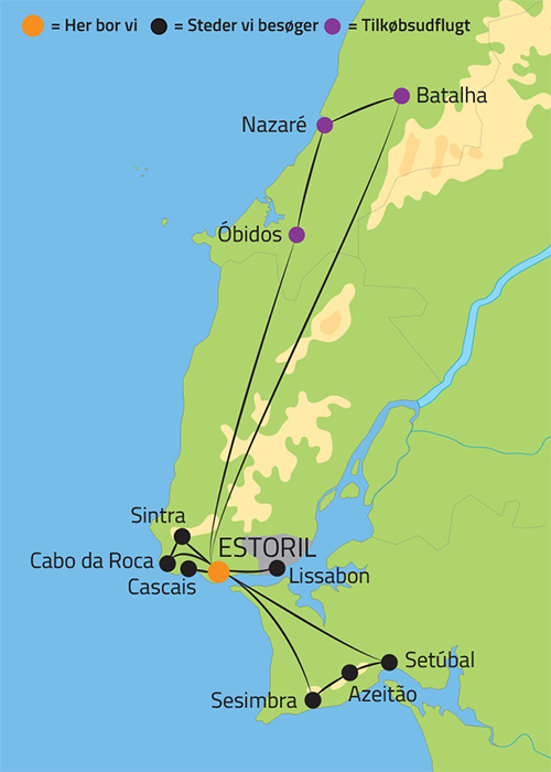 Kort over langtidsferie på Lissabonkysten